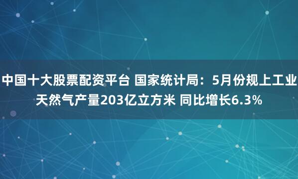 中國十大股票配資平臺 國家統(tǒng)計局：5月份規(guī)上工業(yè)天然氣產(chǎn)量203億立方米 同比增長6.3%