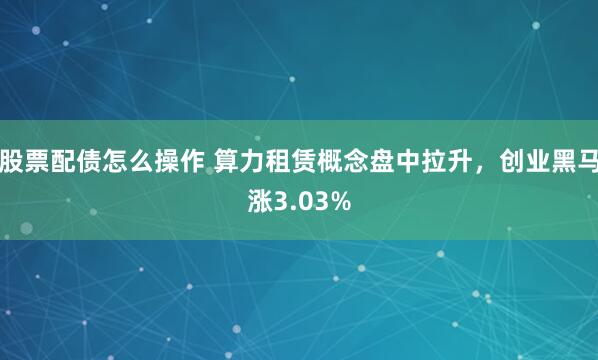 股票配債怎么操作 算力租賃概念盤中拉升，創(chuàng)業(yè)黑馬漲3.03%