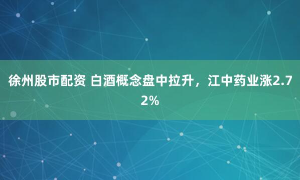 徐州股市配資 白酒概念盤中拉升，江中藥業(yè)漲2.72%